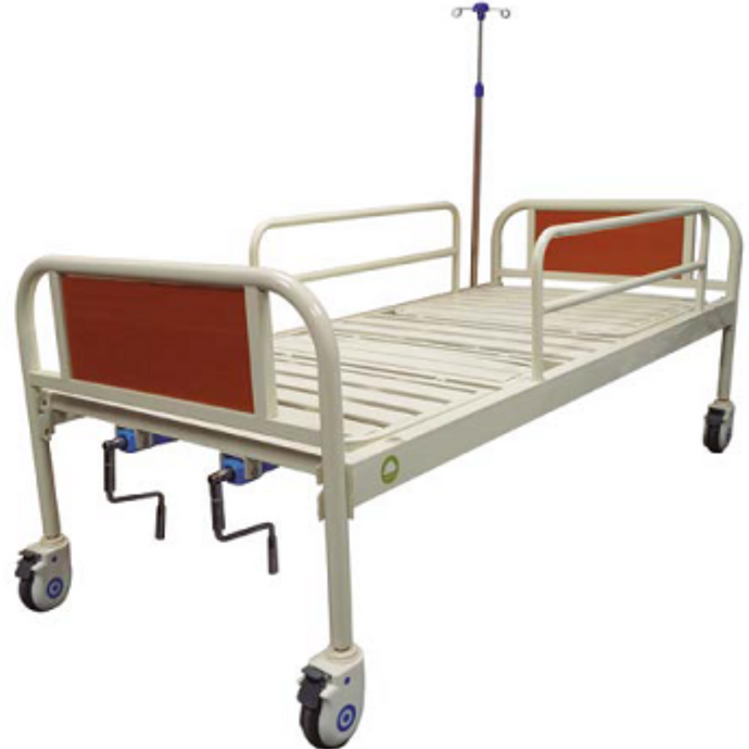Cama de hospital manual con imitación de madera
